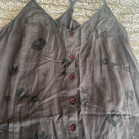 Obey, button down midi dress, gray/black floral size s - Picture 3 of 9